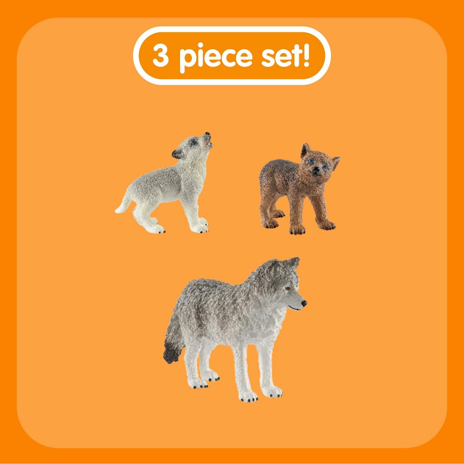 SCHLEICH 42472n Mother wolf with pups Wild Life Toy Figurine for children aged 3-8 Years
