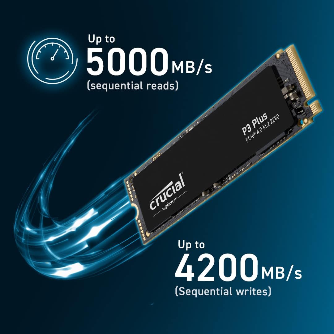 Crucial P3 Plus 4TB PCIe 3.0, 3D NAND, NVMe, M.2 SSD, up to 5000MB/s - CT4000P3PSSD8
