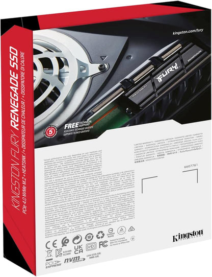Kingston FURY Renegade 1000G PCIe 4.0 NVMe SSD W/ HEATSINK - For gamers, enthusiasts and high-power users - SFYRSK/1000G