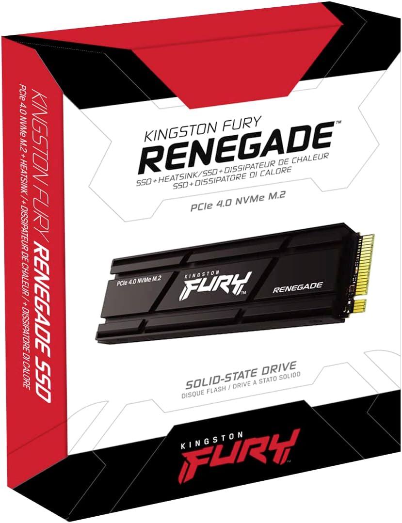 Kingston FURY Renegade 1000G PCIe 4.0 NVMe SSD W/ HEATSINK - For gamers, enthusiasts and high-power users - SFYRSK/1000G