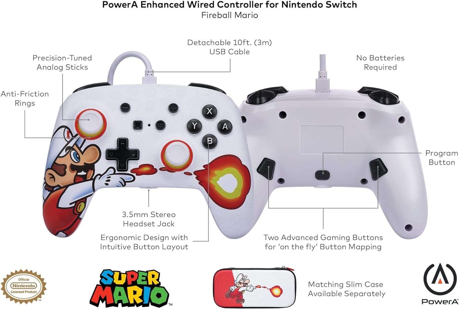 PowerA Geavanceerde bedrade controller voor Nintendo Switch: Fireball Mario