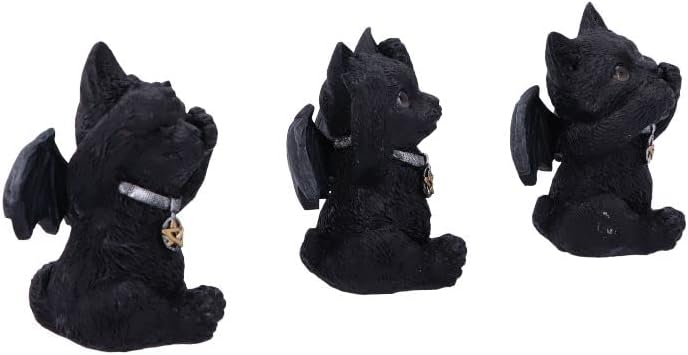 Nemesis Now Three Wise Vampuss Figurines 9cm, Resin, Black, Vampire Cat Figurines, Three Wise Vampuss Figurines, Witch Gift, Halloween Decoration, Cast in the Finest Resin, Lovingly Hand-Painted