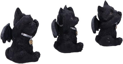 Nemesis Now Three Wise Vampuss Figurines 9cm, Resin, Black, Vampire Cat Figurines, Three Wise Vampuss Figurines, Witch Gift, Halloween Decoration, Cast in the Finest Resin, Lovingly Hand-Painted