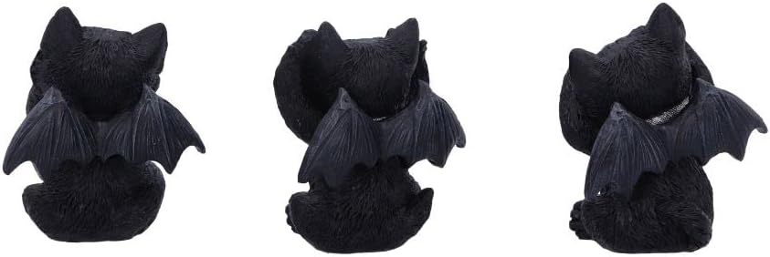 Nemesis Now Three Wise Vampuss Figurines 9cm, Resin, Black, Vampire Cat Figurines, Three Wise Vampuss Figurines, Witch Gift, Halloween Decoration, Cast in the Finest Resin, Lovingly Hand-Painted