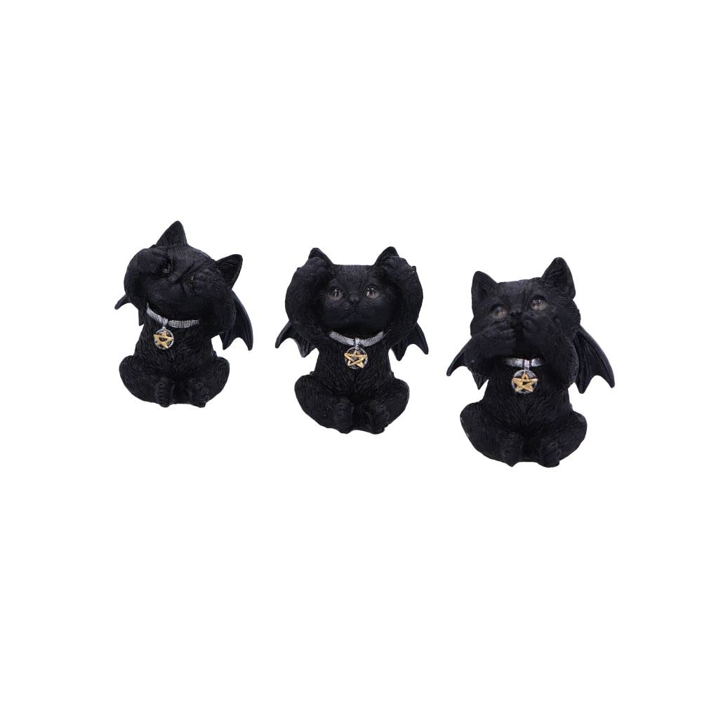 Nemesis Now Three Wise Vampuss Figurines 9cm, Resin, Black, Vampire Cat Figurines, Three Wise Vampuss Figurines, Witch Gift, Halloween Decoration, Cast in the Finest Resin, Lovingly Hand-Painted