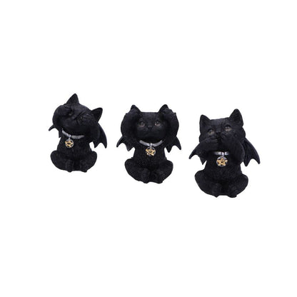 Nemesis Now Three Wise Vampuss Figurines 9cm, Resin, Black, Vampire Cat Figurines, Three Wise Vampuss Figurines, Witch Gift, Halloween Decoration, Cast in the Finest Resin, Lovingly Hand-Painted