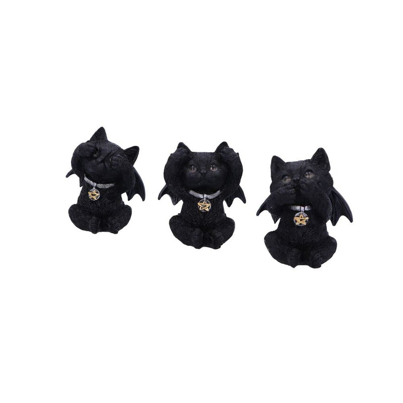 Nemesis Now Three Wise Vampuss Figurines 9cm, Resin, Black, Vampire Cat Figurines, Three Wise Vampuss Figurines, Witch Gift, Halloween Decoration, Cast in the Finest Resin, Lovingly Hand-Painted