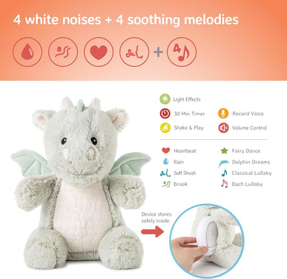 Cloud b Soothing Sound Machine | Cuddly Stuffed Animal | Record Parent Voice | 4 White Noises and 4 Lullabies | Auto-Shutoff | LoveLight
