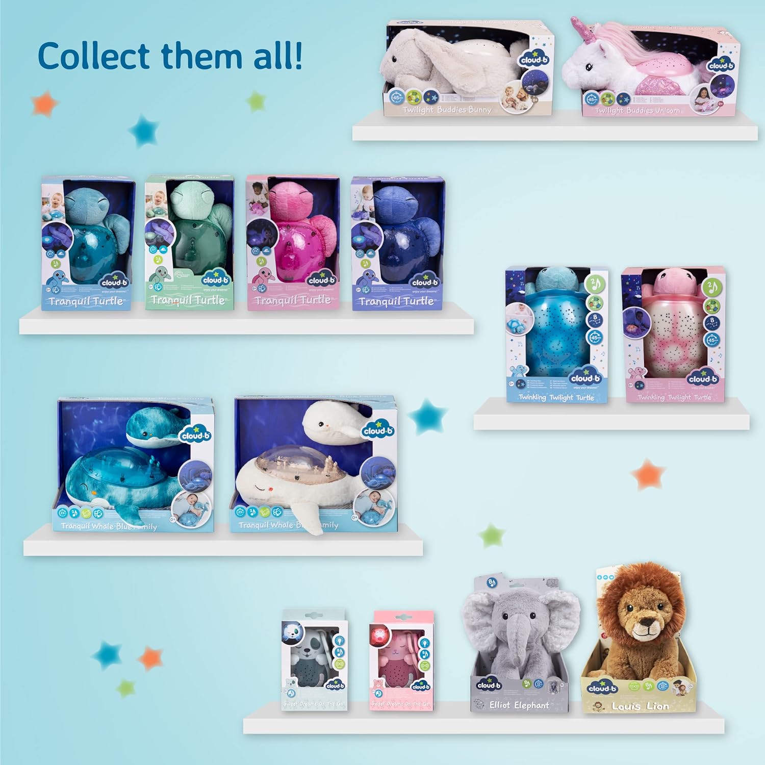 Cloud b Soothing Sound Machine | Cuddly Stuffed Animal | Record Parent Voice | 4 White Noises and 4 Lullabies | Auto-Shutoff | LoveLight