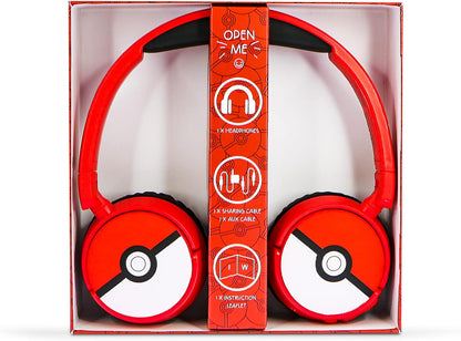 OTL Technologies PK1000 Pokemon Poke Ball Kids Wireless Headphones - Red