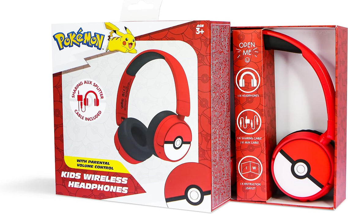 OTL Technologies PK1000 Pokemon Poke Ball Kids Wireless Headphones - Red