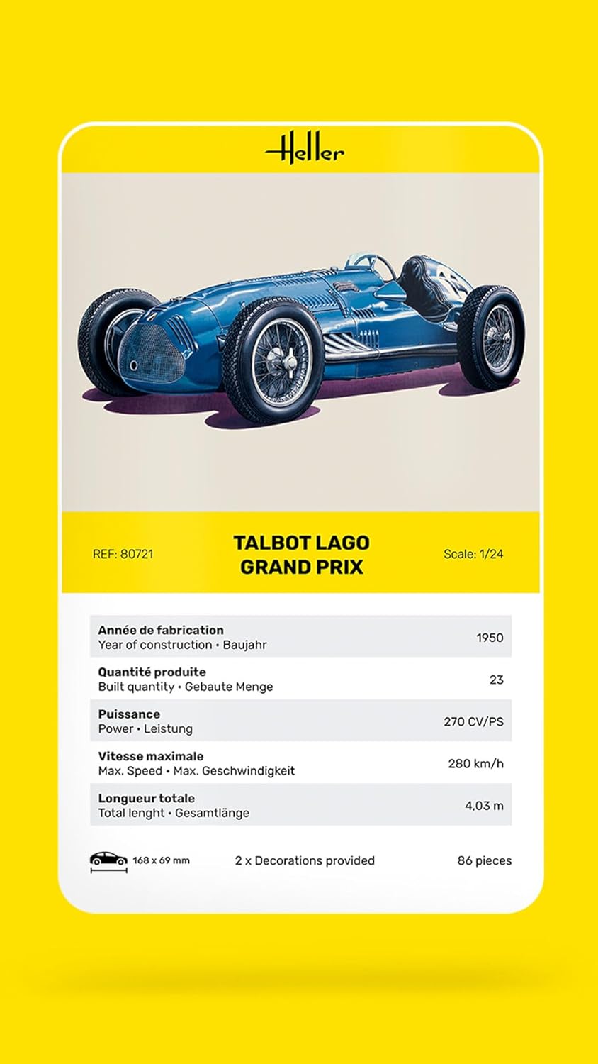 Heller Coche Kit de Modelo de plástico Talbot Lagot GP, 1:24 Scale (80721