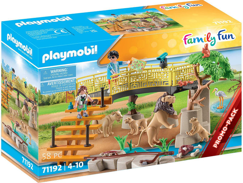 Playmobil 71192 Family Fun Lion Enclosure, animal playset with lion family and zoo visitors, fun imaginative role play, playset suitable for children ages 4+