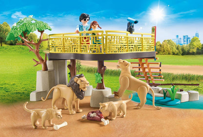 Playmobil 71192 Family Fun Lion Enclosure, animal playset with lion family and zoo visitors, fun imaginative role play, playset suitable for children ages 4+