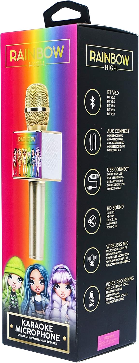 OTL Technologies RH0929 Rainbow High Bluetooth Wireless Karaoke Microphone with Built-in Speaker