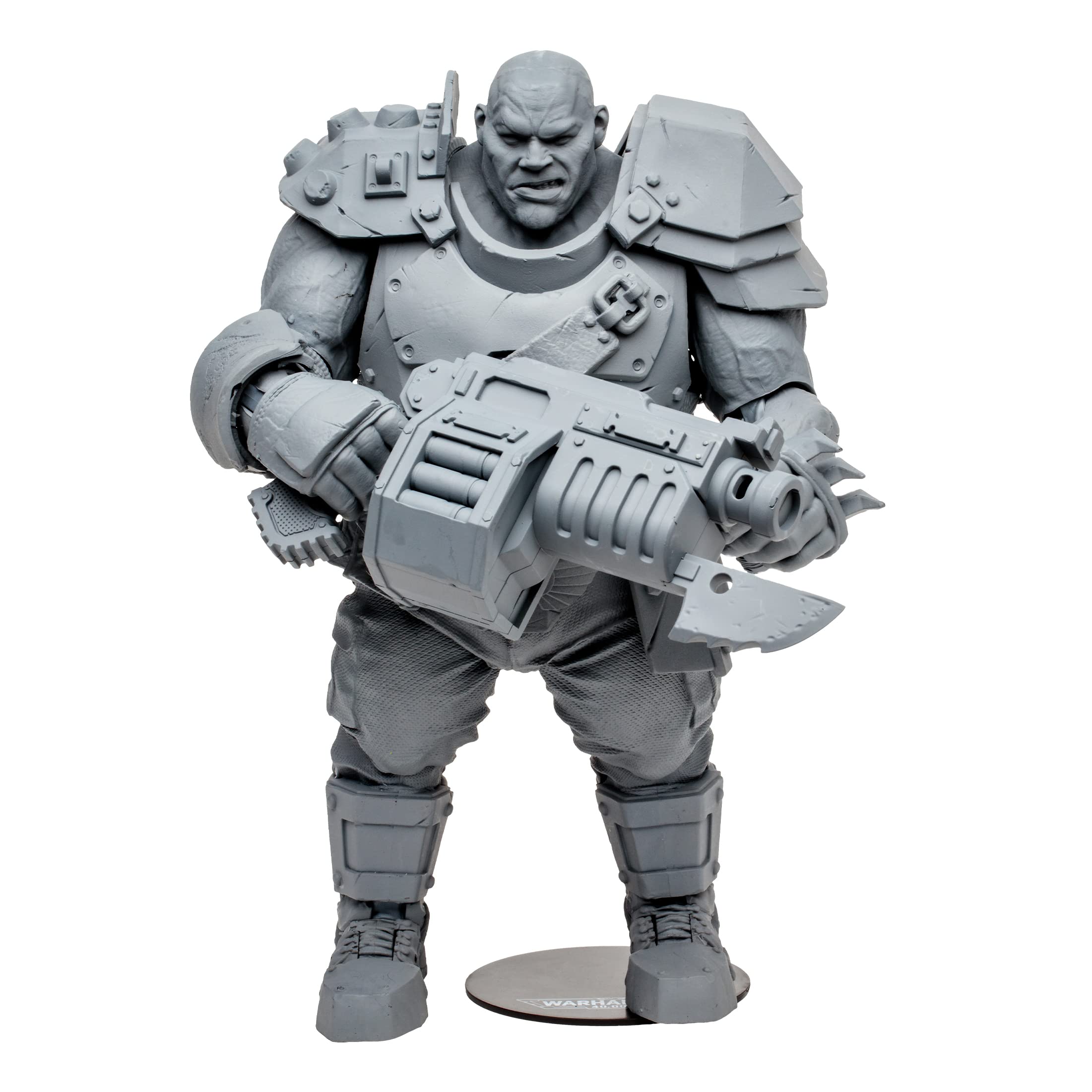 McFarlane Toys, Warhammer 40000 Darktide Ogryn Mega Action Figure with 22 Moving Parts, Unpainted Collectible collectors stand base, Customise Your – Ages 12+, Multicolor Ogryn - Matte Grey