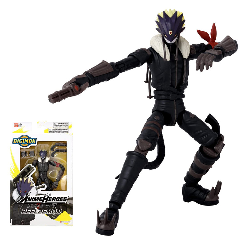 Anime Heroes Bandai Digimon Beelzemon Action Figure | 6.5'' Tall Beelzemon Articulated Anime Figure With Extra Set Of Hands And Accessories | Collectable Anime Merch Digimon Figure Beelzemon