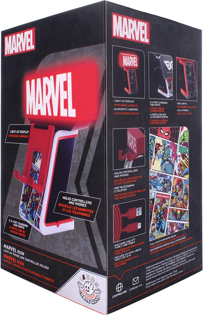 Cable Guys Ikon Charging Stand - Marvel Comics Gaming Accessories Holder & Phone Holder for Most Controllers (Xbox, Play Station, Nintendo Switch) & Phone