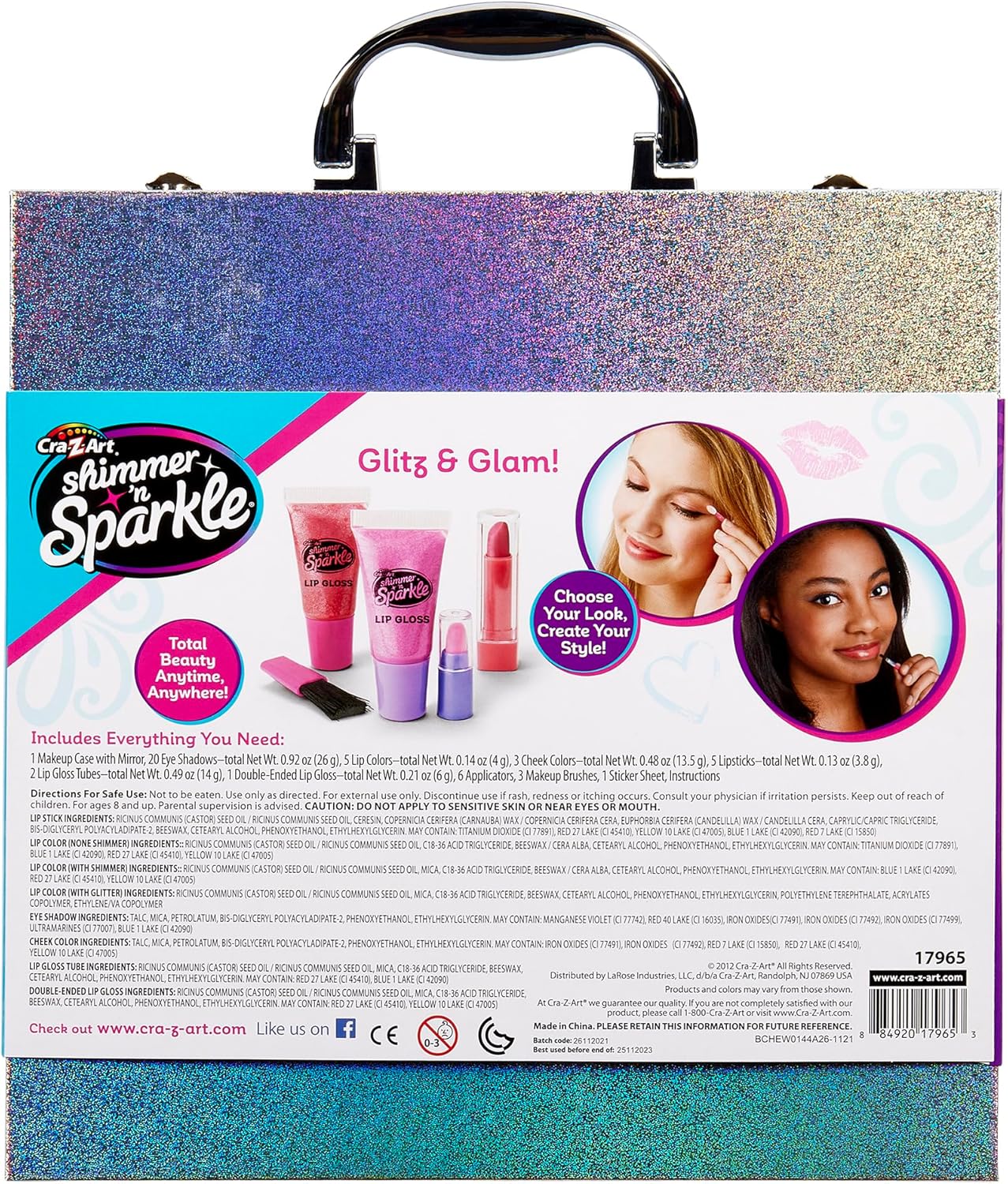 Shimmer and Sparkle Shimmering Glitter Makeover Studio Kids makeup set for girls real cosmetics kit for girls Washable make Safe non-toxic makeup