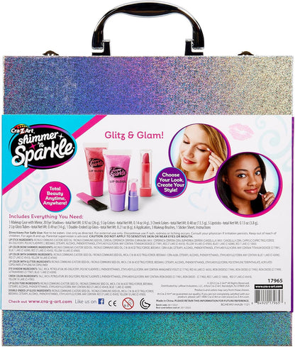 Shimmer and Sparkle Shimmering Glitter Makeover Studio Kids makeup set for girls real cosmetics kit for girls Washable make Safe non-toxic makeup