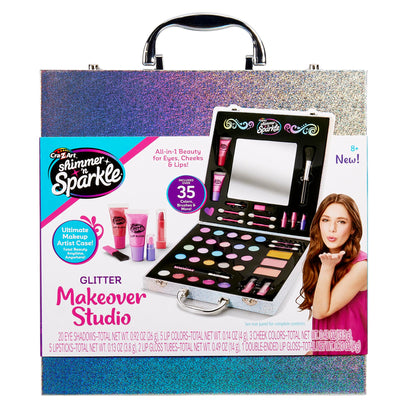 Shimmer and Sparkle Shimmering Glitter Makeover Studio Kids makeup set for girls real cosmetics kit for girls Washable make Safe non-toxic makeup