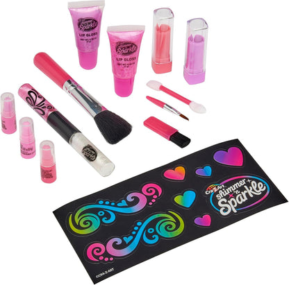 Shimmer and Sparkle Shimmering Glitter Makeover Studio Kids makeup set for girls real cosmetics kit for girls Washable make Safe non-toxic makeup