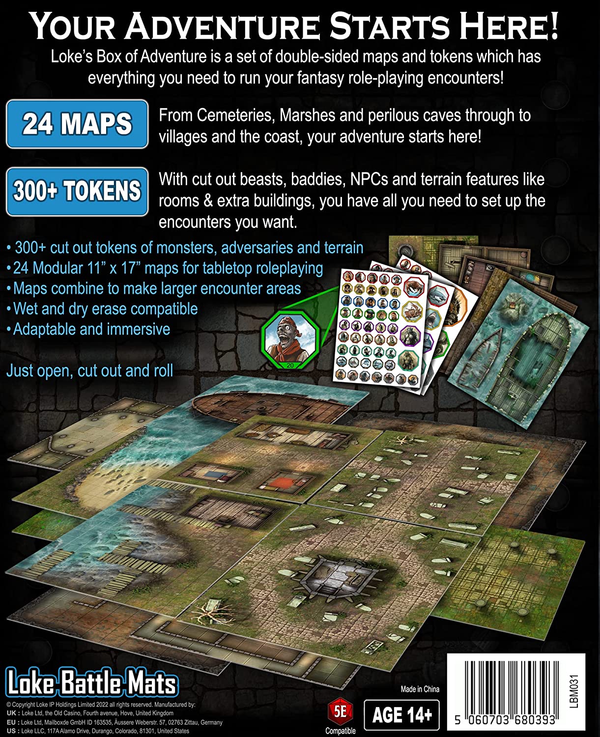 Loke BattleMats- Box Adventure Coast of Dread Juego de Mesa Tablero, Multicolor (031LBM
