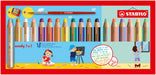 Multi-Talented Pencil - STABILO woody 3 in 1 - Pack of 18 - Assorted Standard and Pastel Colours with Sharpener and Paint Brush
