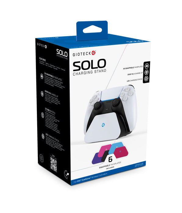 Gioteck SOLO Charging Stand For PS5 DualSense Wireless Controllers With Interchangable Faceplates (6