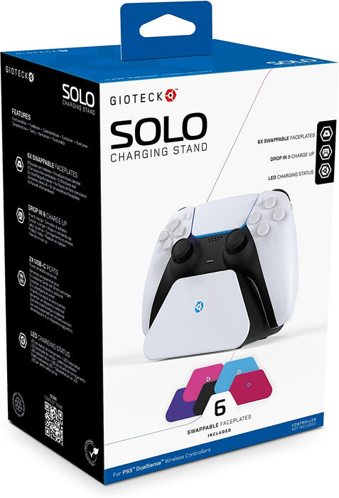 Gioteck SOLO Charging Stand For PS5 DualSense Wireless Controllers With Interchangable Faceplates (6