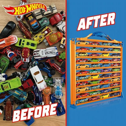 Hot Wheels Rack N' Track Cars & Toys Organizer Storage with 44 Compartments - IMPROVED - Toy Display Case, Multi-Coloured, Cars are not included. (HWCC9B