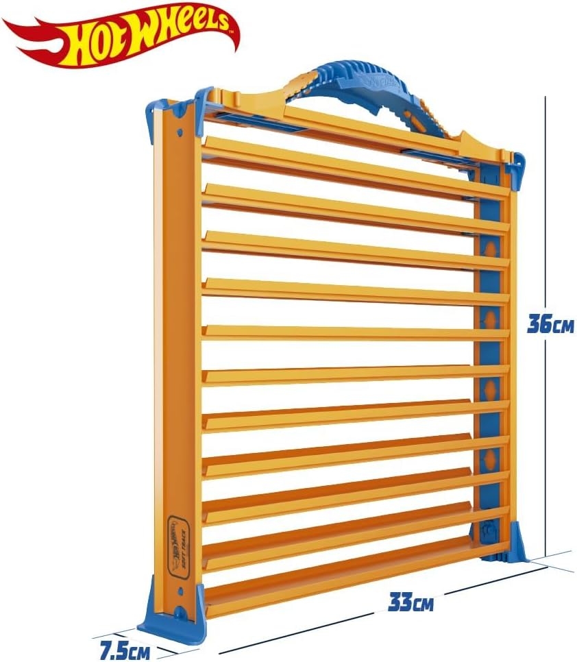 Hot Wheels Rack N' Track Cars & Toys Organizer Storage with 44 Compartments - IMPROVED - Toy Display Case, Multi-Coloured, Cars are not included. (HWCC9B