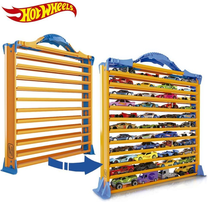 Hot Wheels Rack N' Track Cars & Toys Organizer Storage with 44 Compartments - IMPROVED - Toy Display Case, Multi-Coloured, Cars are not included. (HWCC9B