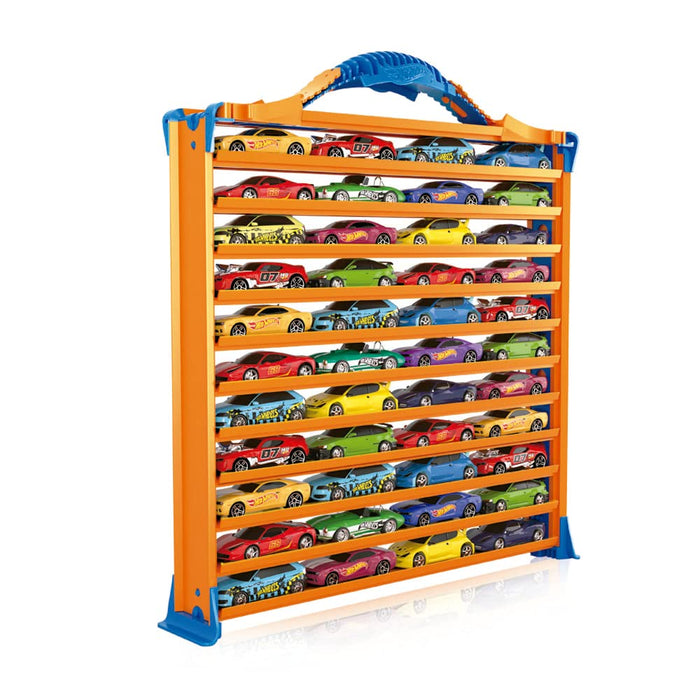 Hot Wheels Rack N' Track Cars & Toys Organizer Storage with 44 Compartments - IMPROVED - Toy Display Case, Multi-Coloured, Cars are not included. (HWCC9B