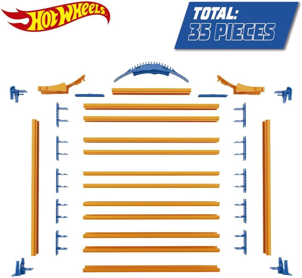 Hot Wheels Rack N' Track Cars & Toys Organizer Storage with 44 Compartments - IMPROVED - Toy Display Case, Multi-Coloured, Cars are not included. (HWCC9B