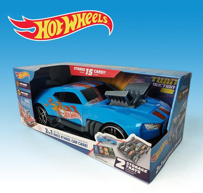 Hot Wheels Car Storage 2in1 Race N' Haul free wheel Car Storage case with Retractable Handle - Stores up to 15 cars (cars not included)