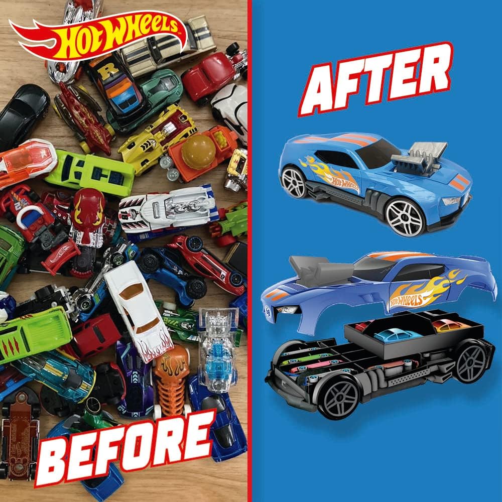Hot Wheels Car Storage 2in1 Race N' Haul free wheel Car Storage case with Retractable Handle - Stores up to 15 cars (cars not included)