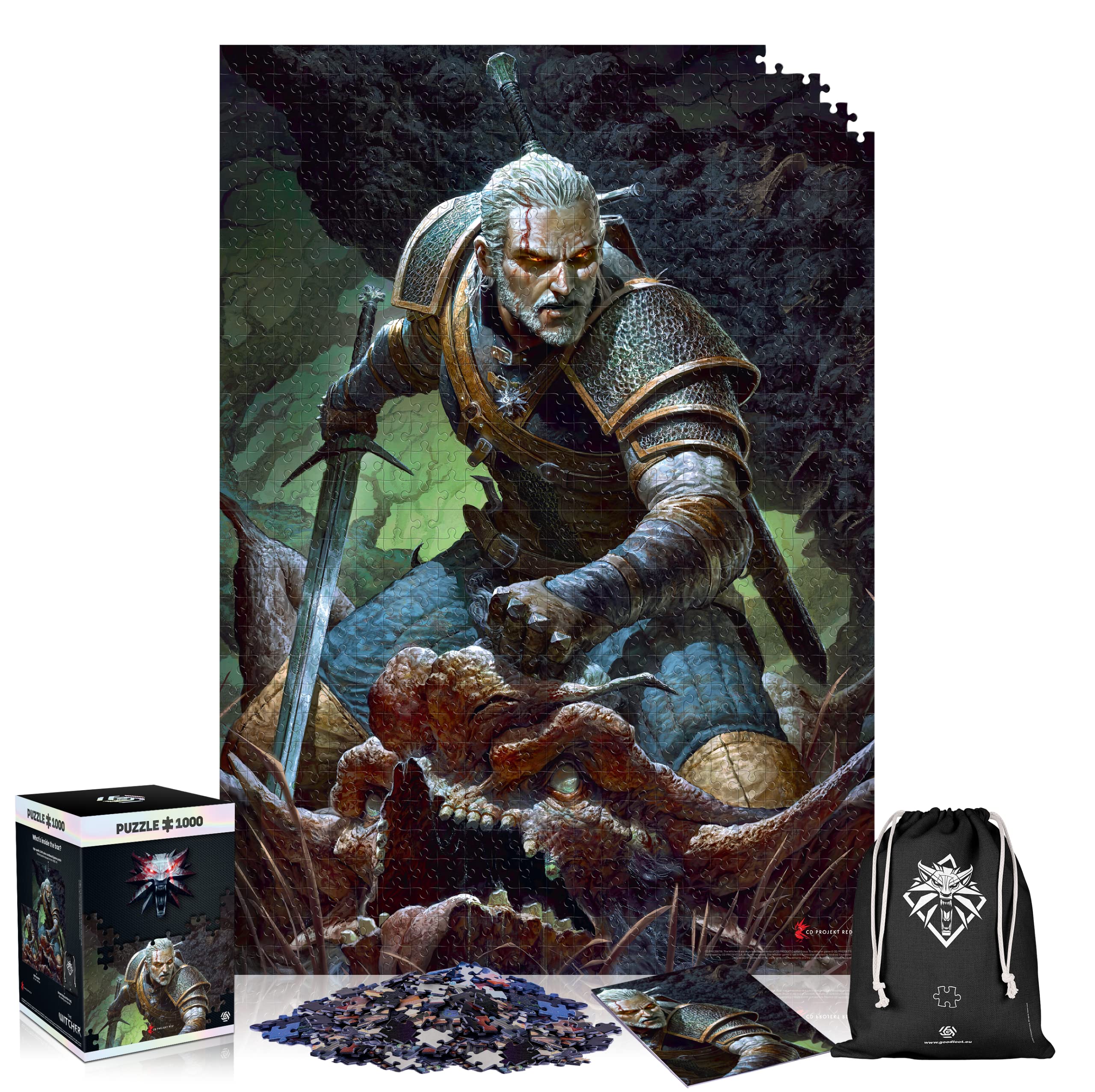 Good Loot The Witcher Dark World Puzzles Premium Box Sack Poster Computerspiel Spielepuzzles für Jugendliche und Erwachsene Freizeitideen Inspiriert Durch EIN Computerspiel 1000 Bestandteile