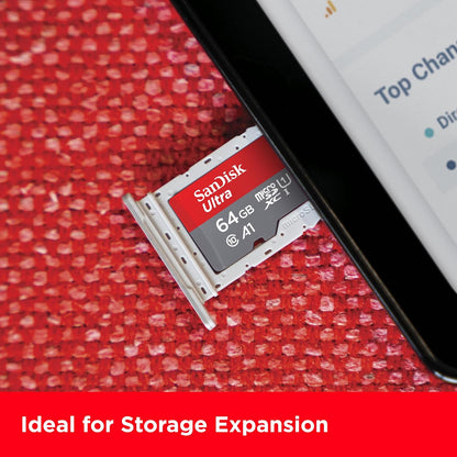SanDisk Ultra Android microSDXC UHS-I Memory Card 64GB + Adapter (for Smartphones and Tablets, A1, Class 10, U1, Full HD Videos, Up to 140MB/s Read Speed
