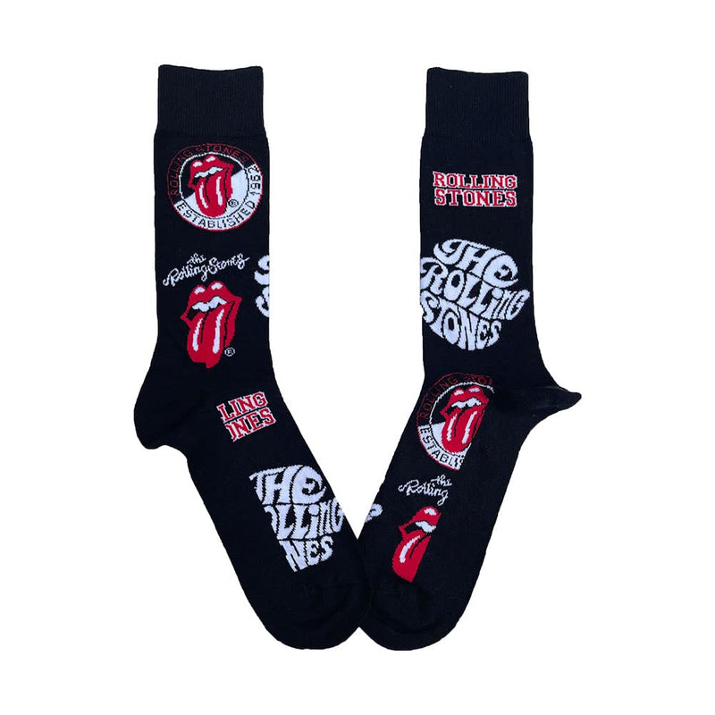 Rolling Stones Logos (US Men's Shoe Size 8 - 12) Socks Black