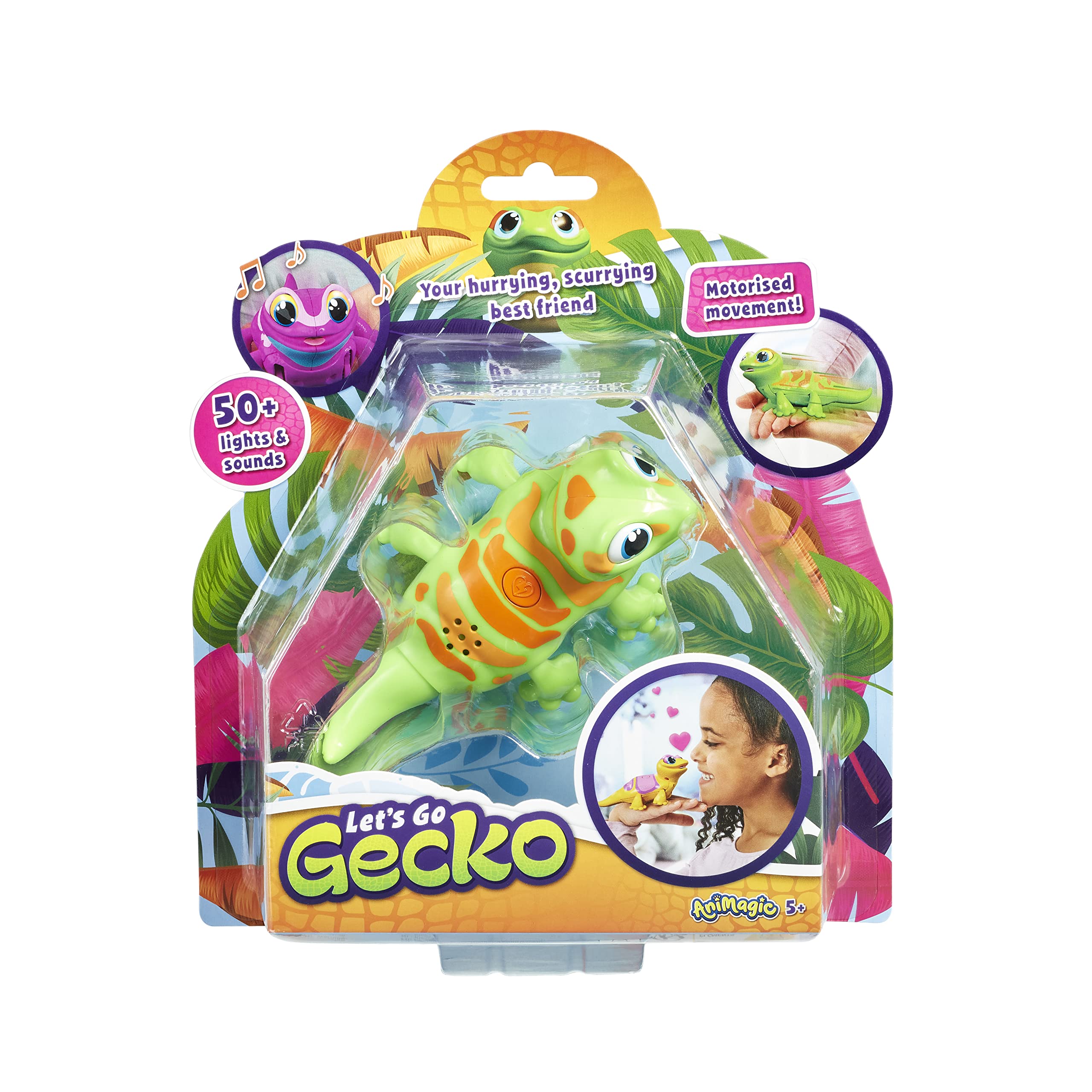 Animagic: Lets Go Gecko - Green | Your Hurrying Scurrying Best Friend! | Interactive Walking Pet Gecko with Over 25 Lights and Sounds | For Ages 5+ (Design may vary