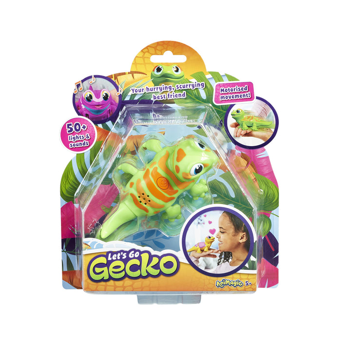 Animagic: Lets Go Gecko - Green | Your Hurrying Scurrying Best Friend! | Interactive Walking Pet Gecko with Over 25 Lights and Sounds | For Ages 5+ (Design may vary