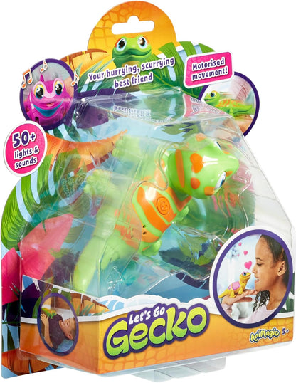 Animagic: Lets Go Gecko - Green | Your Hurrying Scurrying Best Friend! | Interactive Walking Pet Gecko with Over 25 Lights and Sounds | For Ages 5+ (Design may vary