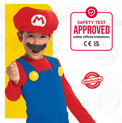DISGUISE Official Nintendo Super Mario Costume Kids includes Mario Hat, Mario Fancy Dress Up Outfit Children Halloween Birthday Costumes for Boys