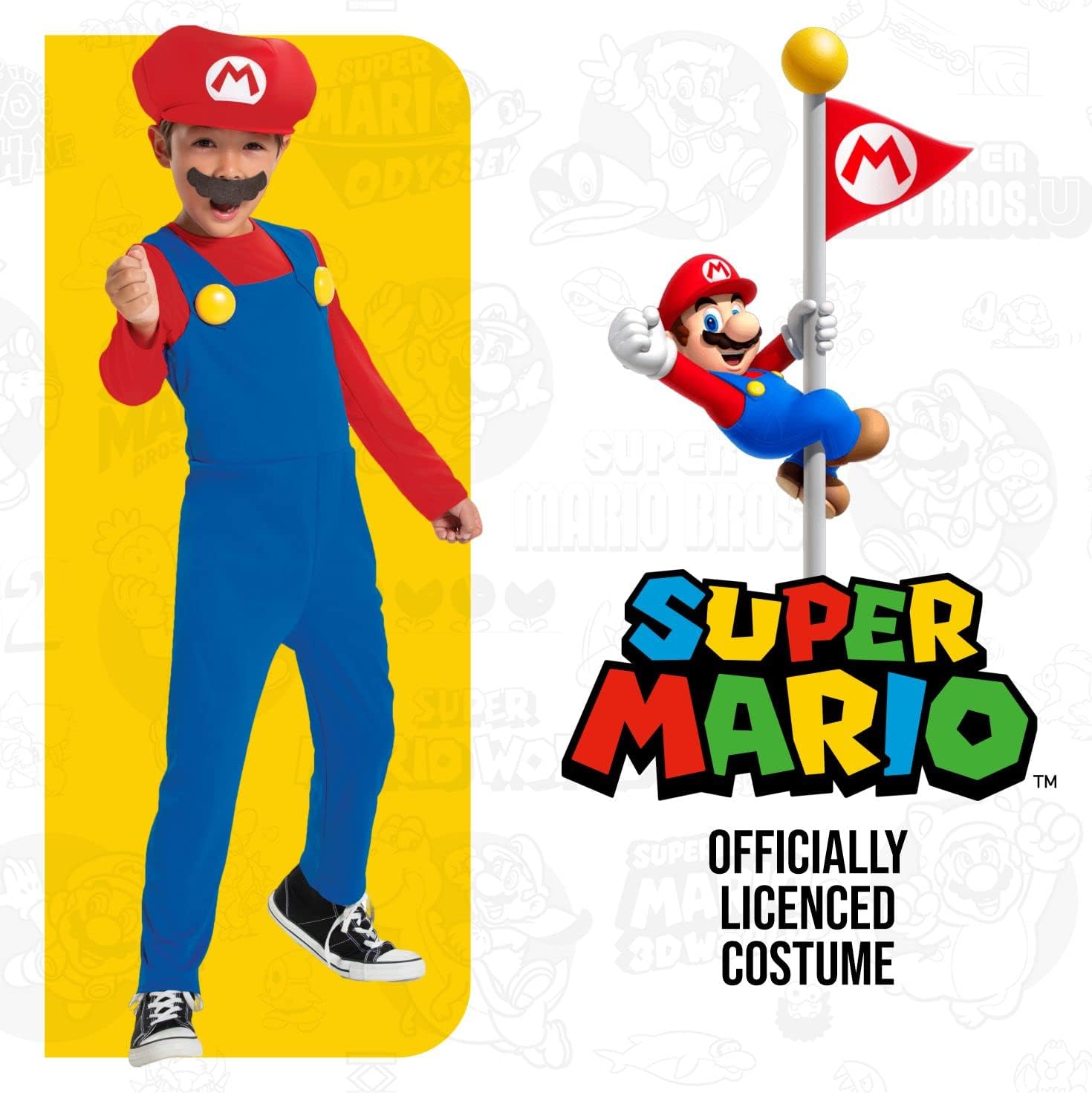 DISGUISE Official Nintendo Super Mario Costume Kids includes Mario Hat, Mario Fancy Dress Up Outfit Children Halloween Birthday Costumes for Boys