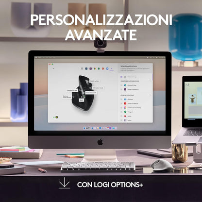 Logitech MX Master 3S für Mac - Kabellose Bluetooth-Maus mit ultraschnellem Scrollen, Ergo, 8K DPI, Glas-Tracking, Leise Klicks, USB-C, Apple, iPad - Space Grey