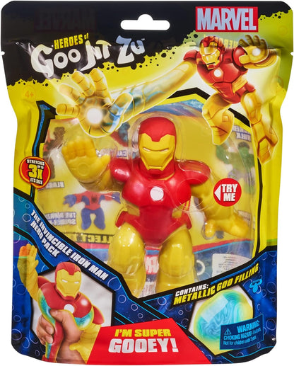 Heroes of Goo Jit Zu Marvel Hero Pack. The Invincible Iron Man - Gooey 4.5-Inch Tall. Ideal Birthday for boys. Superhero toy.