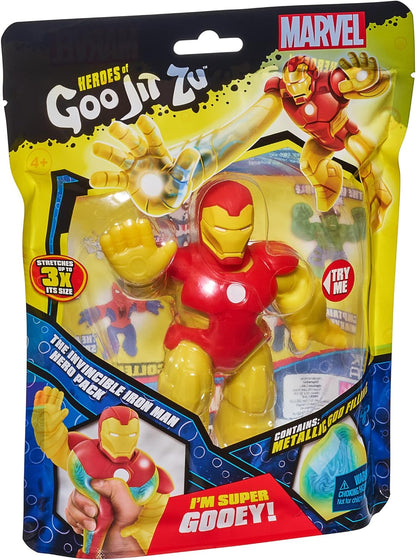 Heroes of Goo Jit Zu Marvel Hero Pack. The Invincible Iron Man - Gooey 4.5-Inch Tall. Ideal Birthday for boys. Superhero toy.