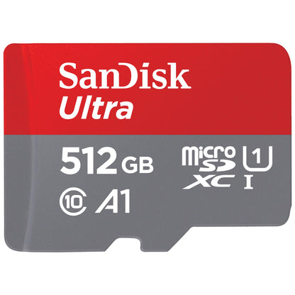 SanDisk 512GB Ultra microSDXC card + SD adapter up to 150 MB/s with A1 App Performance UHS-I Class 10 U1