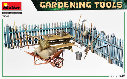Mini Art 35641 1:35 Tuingereedschapsset, getrouwe replica, modelbouw, plastic bouwpakket, knutselen, hobby, lijmen, modelbouwset, montage, ongelakt